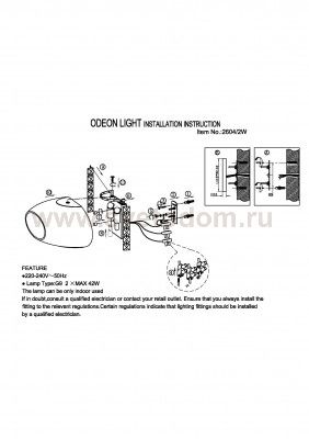 Светильник настенный бра Odeon light 2604/2W Lukka