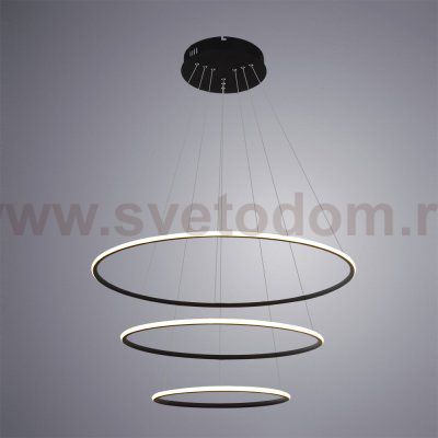 Люстра черная с диодными кольцами 93W Arte Lamp A2500SP-3BK Rapid