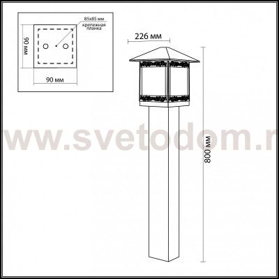 Уличный светильник на столбе 80 см Odeon light 2644/1A NOVARA