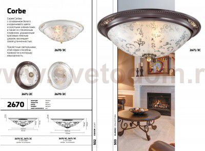 Настенно - потолочный светильник Odeon light 2670/2C CORBEA