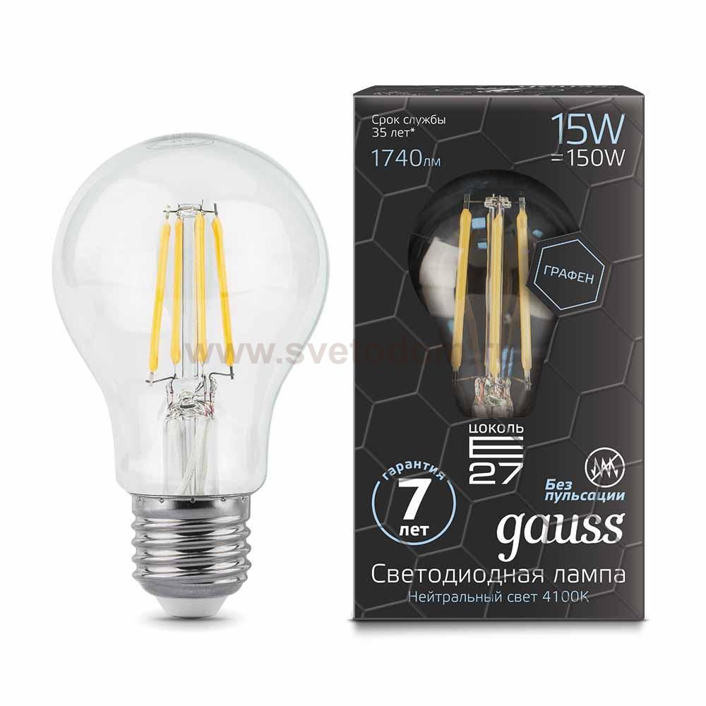 Лампа Gauss LED Filament Graphene A60 E27 15W 1740lm 4100К (102802215)