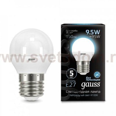 Лампа Gauss LED Шар E27 9.5W 950lm 4100K (105102210)