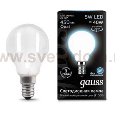 Лампа Gauss LED Filament Шар OPAL E14 5W 450lm 4100K (105201205)