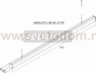 Светодиодный светильник ABERLICHT LINE INI - 27/90 2500 NW, 2500*35*35mm, 50Вт, 5200Лм (0050)