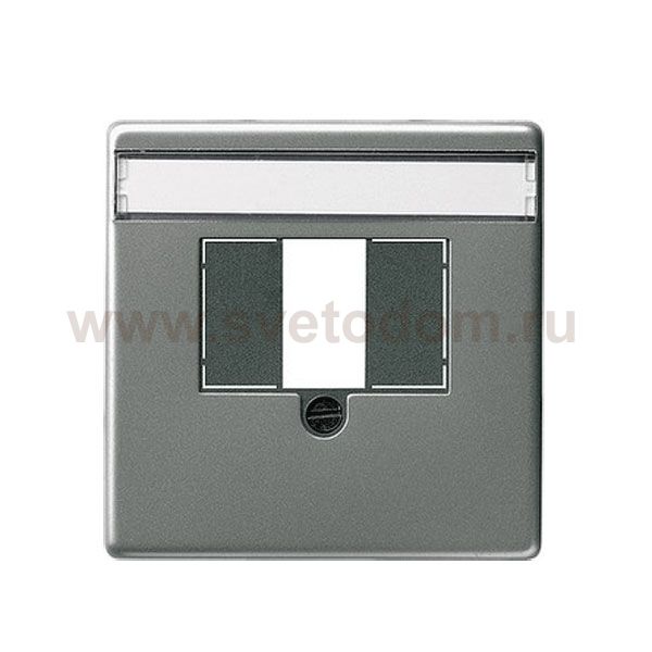 Gira E22 Сталь Накладка ТЛФ розетки TAE с полем для надписи (G27620)