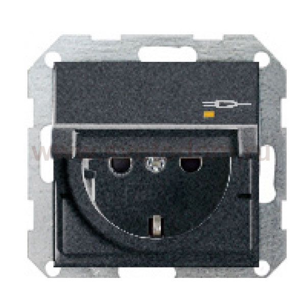Gira S-55 Антрацит Накладка розетки 1-ая с/з с лампой и откидной крышкой (G276328)