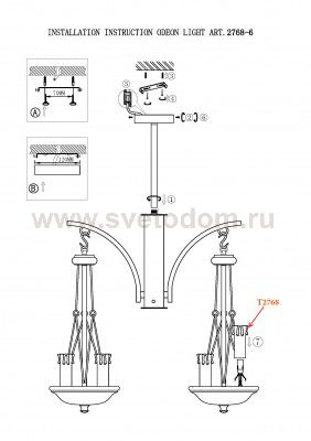 Светильник подвесной Odeon light 2768/6 EFA