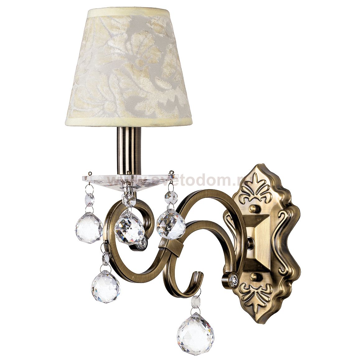Светильник бра классическое с хрусталем Экономсвет 2804/1wAB WT