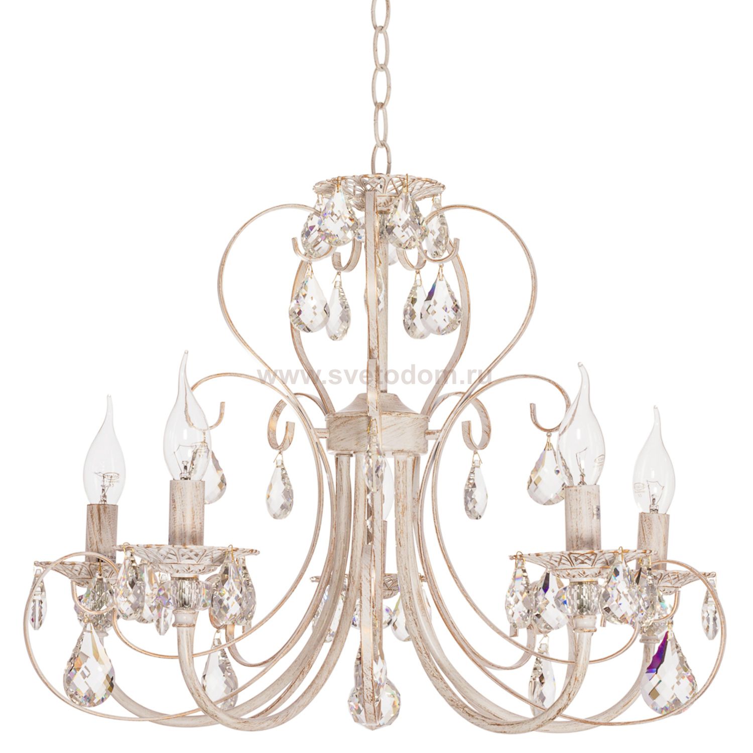 Люстра классическая с хрусталем Экономсвет 2817/5WG+WT