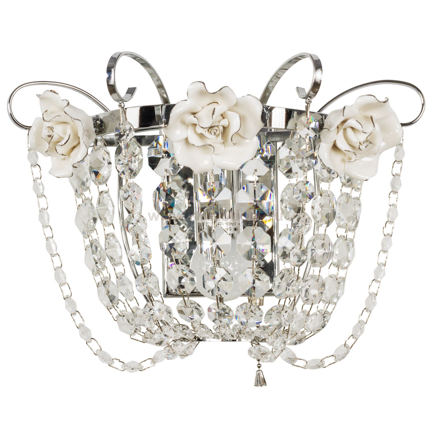 Светильник бра с хрусталем Экономсвет 2820/1wCR+WT