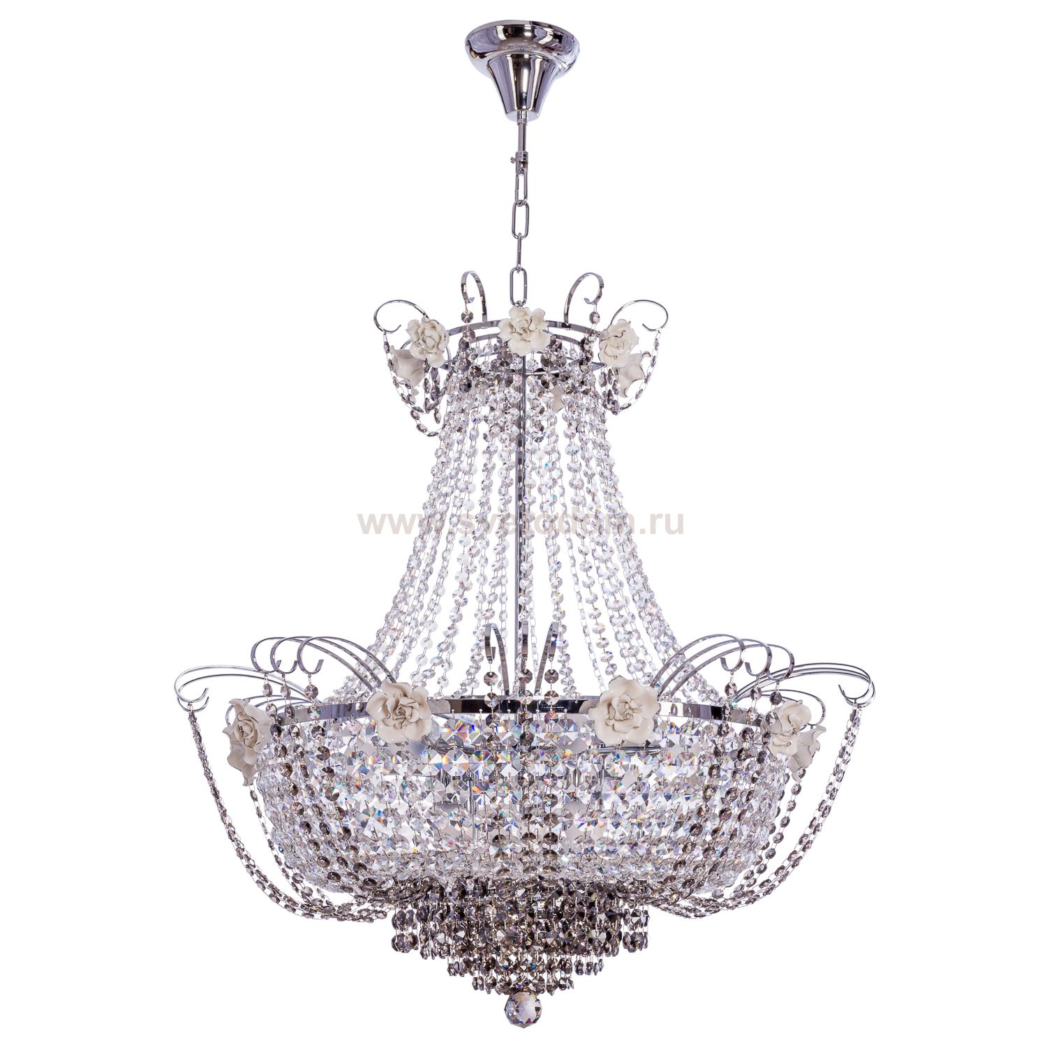 Люстра с хрусталем Экономсвет 2827/12CR+WT+SM