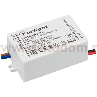 Блок питания ARJ-KE21700-PFC-TRIAC-A (15W, 700mA) (Arlight, IP44 Пластик, 5 лет) Arlight 28281