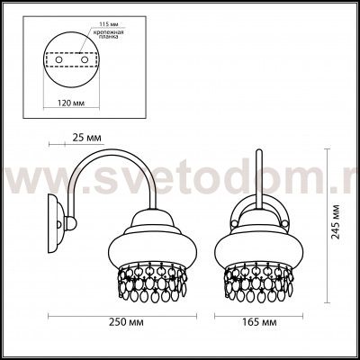 Светильник бра c выключателем Odeon light 2842/1W BAHAR