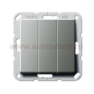 Gira E22 Сталь Выключатель3-клавишный с винт. клеммами (G284420)