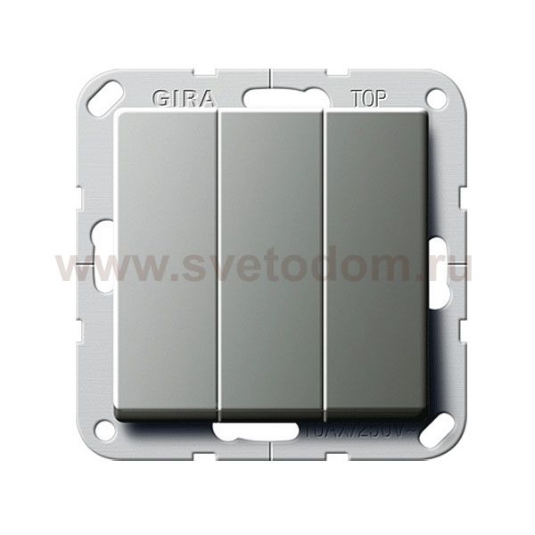 Gira E22 Сталь Выключатель3-клавишный с винт. клеммами (G284420)