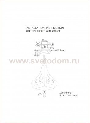 Светильник подвесной Odeon light 2845/1 BAHAR