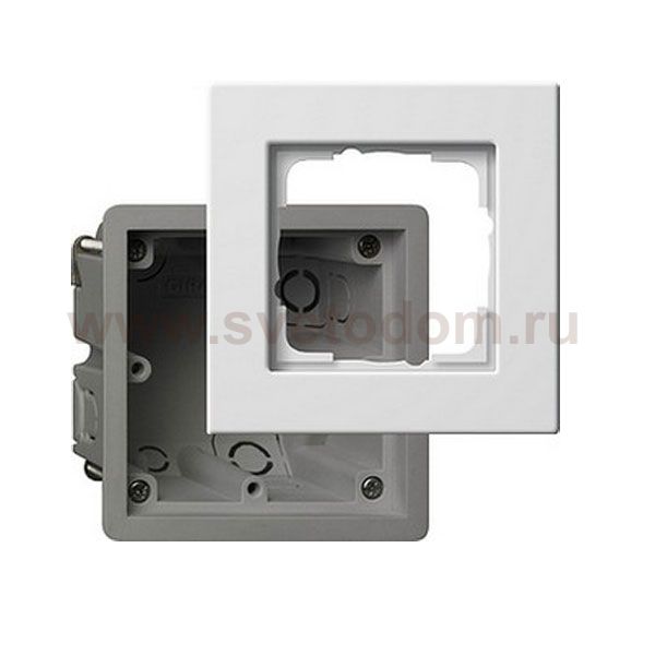 Gira E22 Бел Рамка 1-ая в комплекте с монтажной коробкой (G2881201)