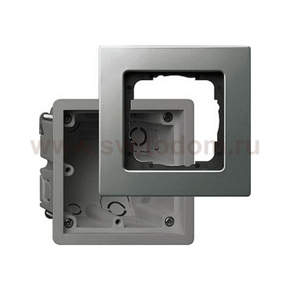 Gira E22 Сталь Рамка 1-ая в комплекте с монтажной коробкой (G2881202)
