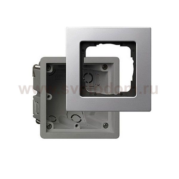 Gira E22 Алюминий Рамка 1-ая в комплекте с монтажной коробкой (G2881203)