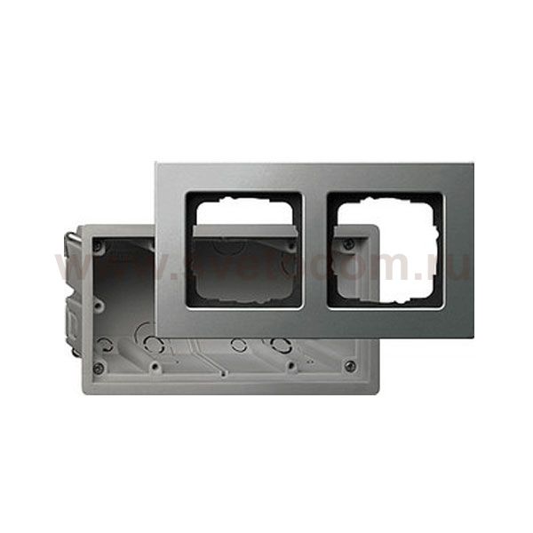 Gira E22 Сталь Рамка 2-ая в комплекте с коробкой для с/монтажа (G2882202)