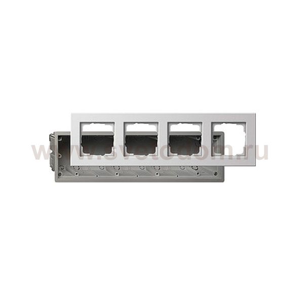 Gira E22 Бел Рамка 4-ая в комплекте с монтажной коробкой (G2884201)