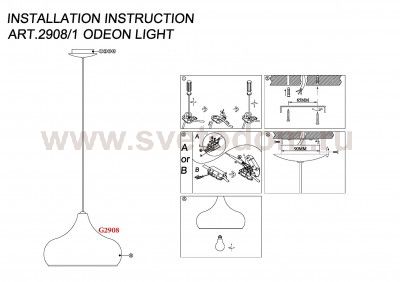 Светильник подвесной Odeon light 2908/1 DILL