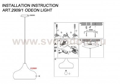 Светильник подвесной Odeon light 2909/1 DILL