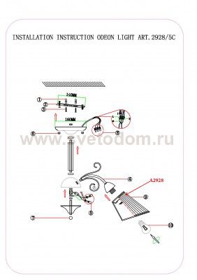 Люстра потолочная Odeon light 2928/5C FORNELO