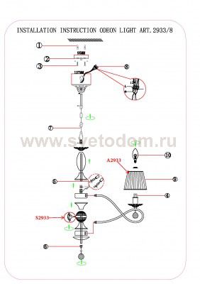 Люстра Odeon light 2933/8 BRESANO