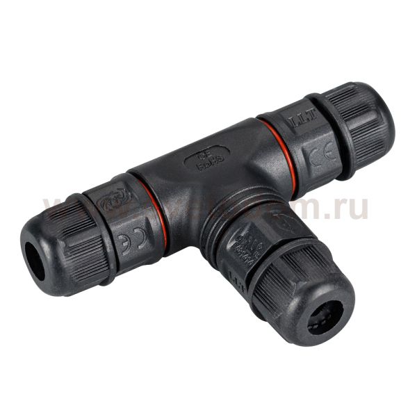 Коннектор тройной NEO-CON-T-2pin-BK (3-7mm, IP67) (Arlight, IP67 Пластик, 3 года) Arlight 24937