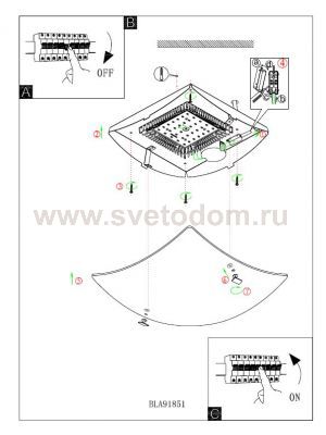 Настенно-потолочный светильник Eglo 91851 LED BORGO 2