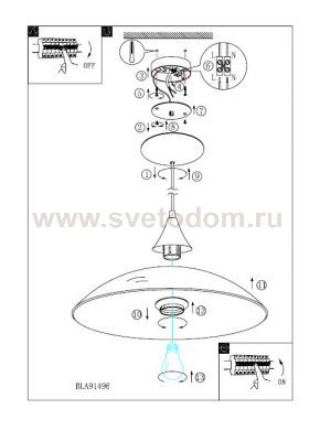 Светильник подвесной Eglo 91496 LAZOLO