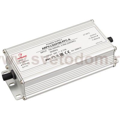 Блок питания ARPV-LG24100-PFC-A (24V, 4.17A, 100W) (Arlight, IP67 Металл, 5 лет) Arlight 30013
