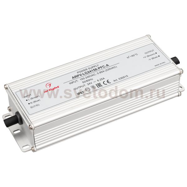 Блок питания ARPV-LG24150-PFC-A (24V, 6.25A, 150W) (Arlight, IP67 Металл, 5 лет) Arlight 30015