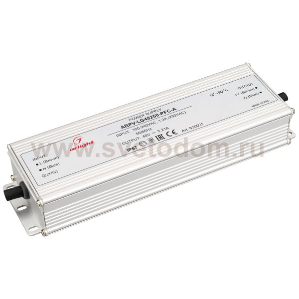 Блок питания ARPV-LG48250-PFC-A (48V, 5.21A, 250W) (Arlight, IP67 Металл, 5 лет) Arlight 30021