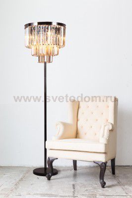 Торшер черный хрустальный Divinare 3002/06 PN-6 NOVA COGNAC