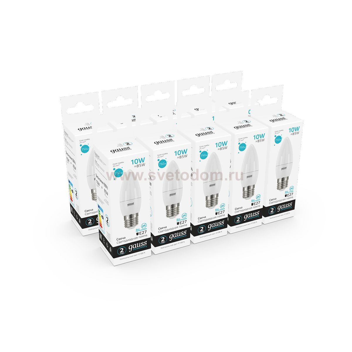 Лампа Gauss Elementary Свеча 10W 750lm 4100K E27 LED (30220)