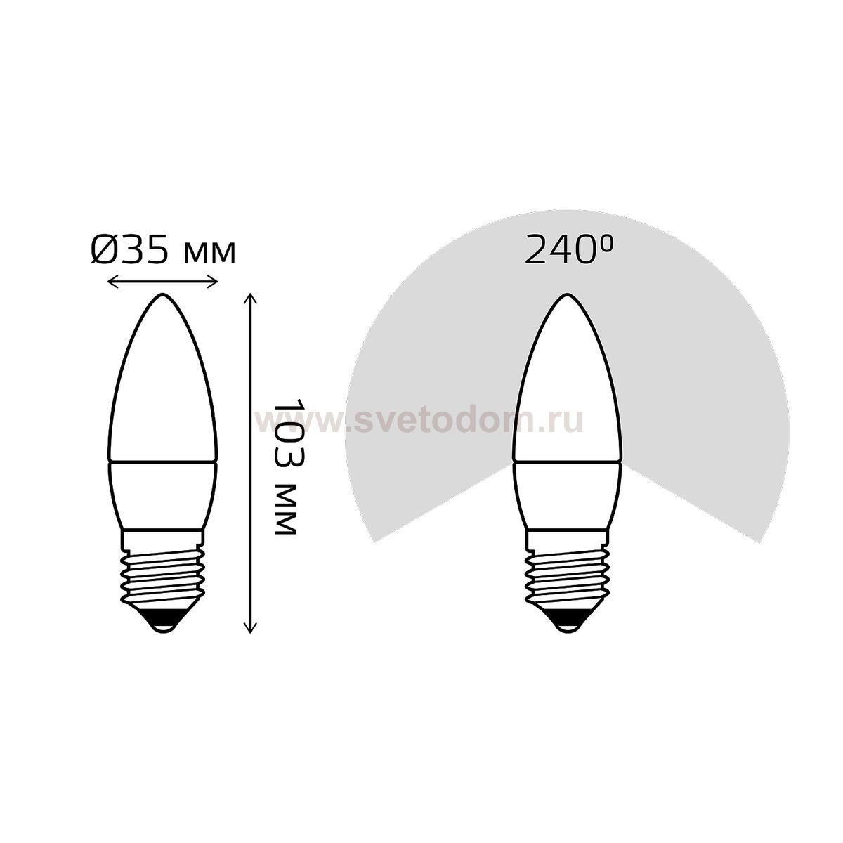 Лампа Gauss Elementary Свеча 12W 950lm 6500K E27 LED (30232)