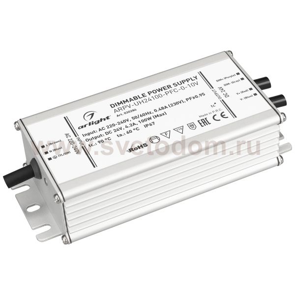 Блок питания ARPV-UH24100-PFC-0-10V (24V, 4.2A, 100W) (Arlight, IP67 Металл, 7 лет) Arlight 30284