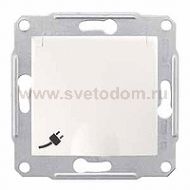 SE Sedna Бел Розетка 1-я с/з с защитными шторками с крышкой IP44 (SDN3100321)
