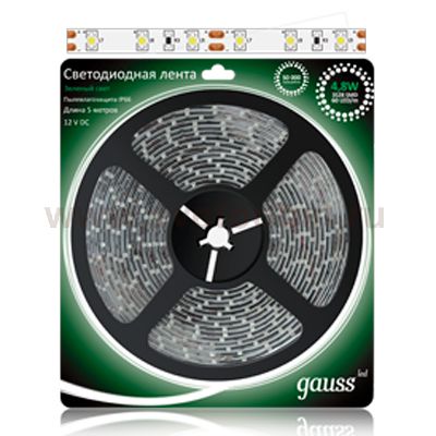 Лента LED 2835/60-SMD 4.8W 12V DC зеленый IP66 (блистер 5м) (311000605)