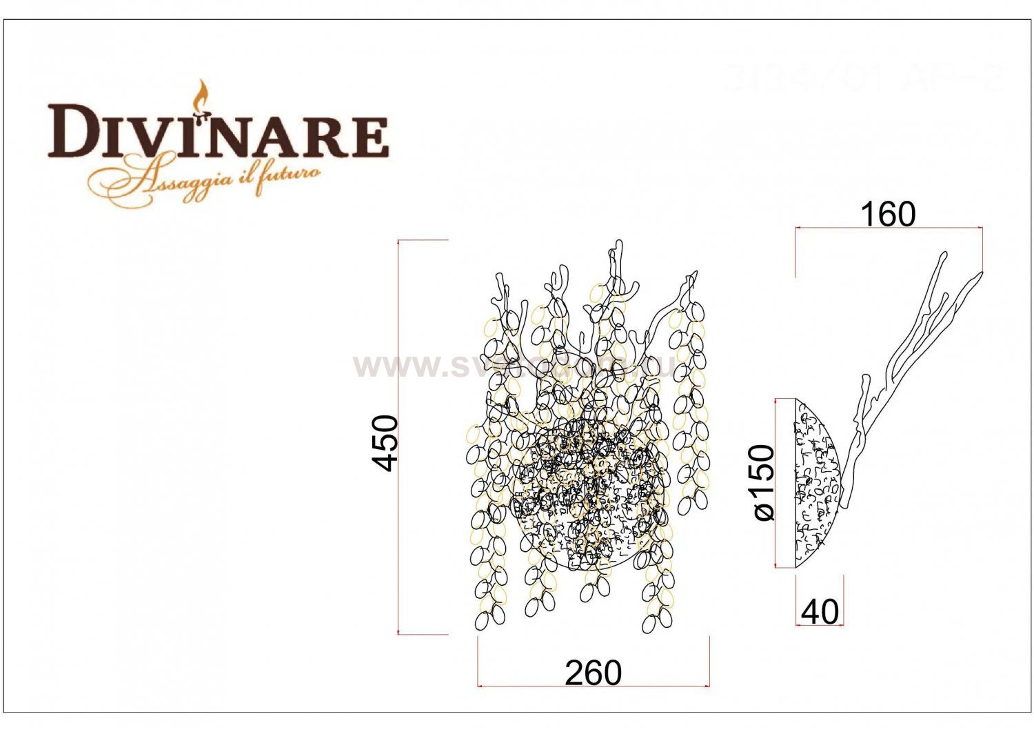 Светильник настенный Divinare 3134/01 AP-2 SALICE