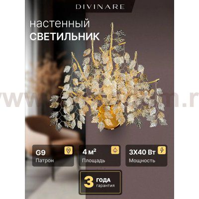 Светильник настенный Divinare 3136/01 AP-3 SALICE
