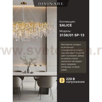 Светильник подвесной Divinare 3136/01 SP-13 SALICE