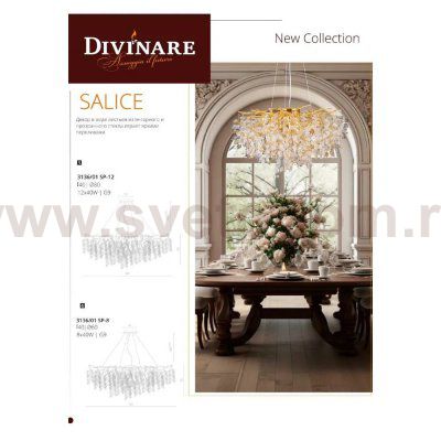 Светильник подвесной Divinare 3136/01 SP-8 SALICE