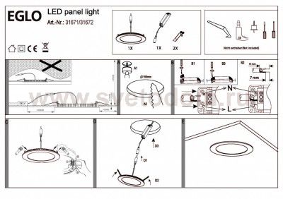 Встраиваемый и накладный светильник Eglo 31671 FUEVA 1