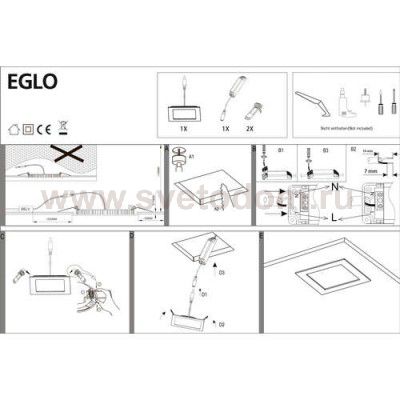 Встраиваемый и накладный светильник Eglo 31673 FUEVA 1
