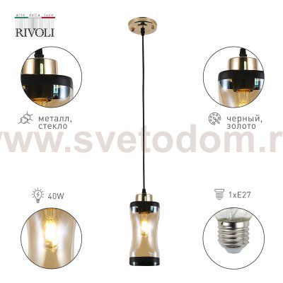 Светильник подвесной (подвес) Rivoli Karina 3173-201 1 х Е27 40 Вт модерн потолочный