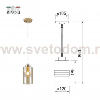 Светильник подвесной (подвес) Rivoli Lanna 3174-201 1 х Е27 40 Вт модерн потолочный