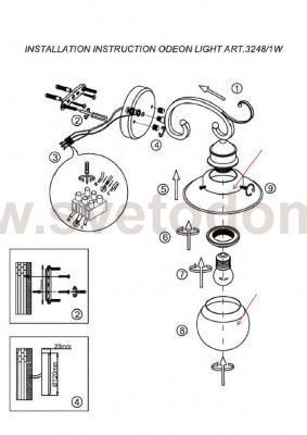 Светильник настенный бра Odeon light 3248/1W SANDRINA